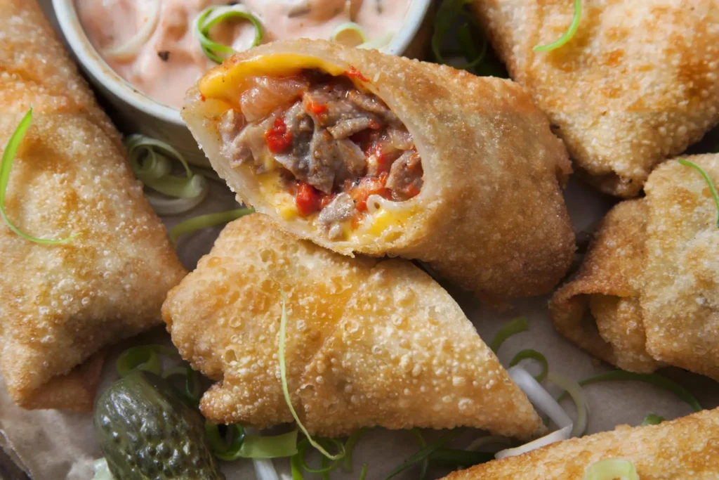 Cheesesteak Egg Roll Recipe, Philly Egg Rolls, Steak and Cheese Egg Rolls