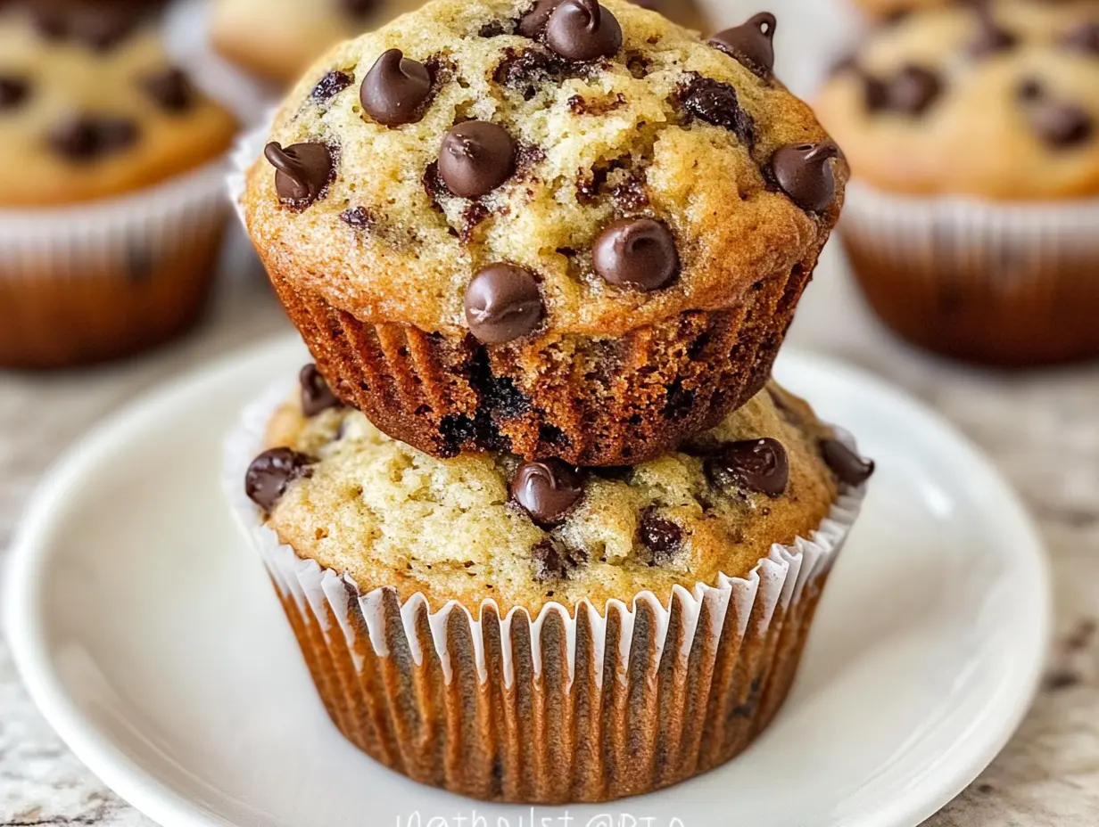 Banana muffins with chocolate chips, easy banana muffin recipe, moist banana chocolate chip muffins