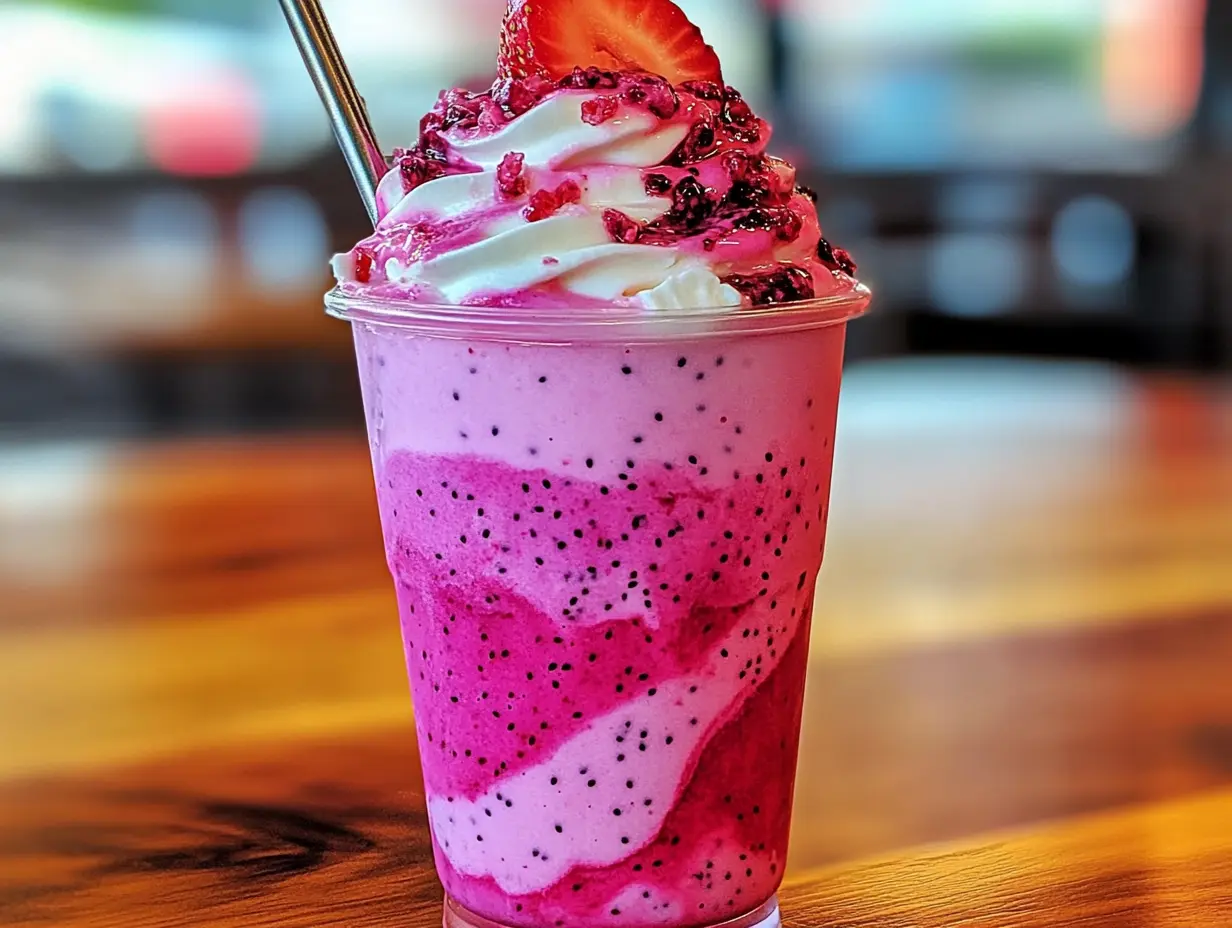 Tropical Frappe, Dragonfruit Smoothie, Strawberry Coconut Frappe, Fruit Frappe Recipe, Refreshing Tropical Drink