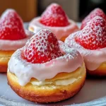 Cream cheese strawberry donuts, Cheesecake-filled donuts, Strawberry cream-filled donuts, Homemade stuffed donuts.