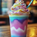 Rainbow frappuccino, DIY unicorn drink, homemade frappuccino, colorful frappuccino, magical frappuccino recipe