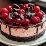 Chocolate cherry cheesecake, cheesecake with cherries, cherry and chocolate dessert, cherry chocolate cake