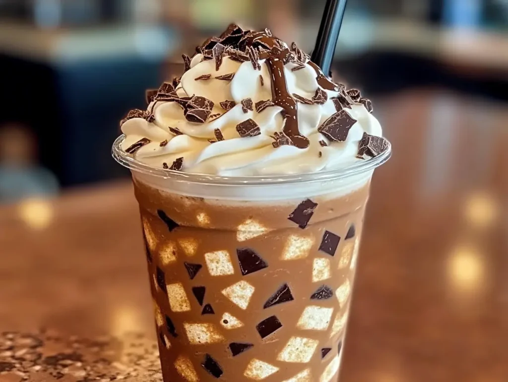 Chocolate Crunch Frappuccino, Crunchy Chocolate Frappuccino, DIY Chocolate Frappuccino, Chocolate Chip Frappe, Homemade Chocolate Frappuccino