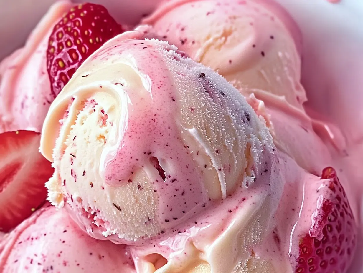 Homemade strawberry ice cream, vanilla bean ice cream with strawberries, fresh strawberry ice cream recipe, creamy vanilla and strawberry ice cream.