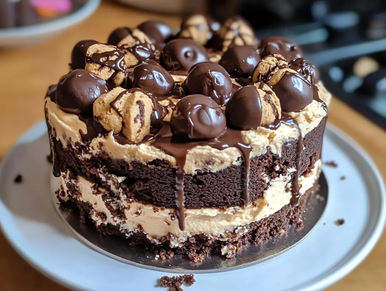 Brownie Cake with Cookie Dough, Cookie Dough Cake, Chocolate Brownie Layer Cake, Brownie Cookie Dough Dessert