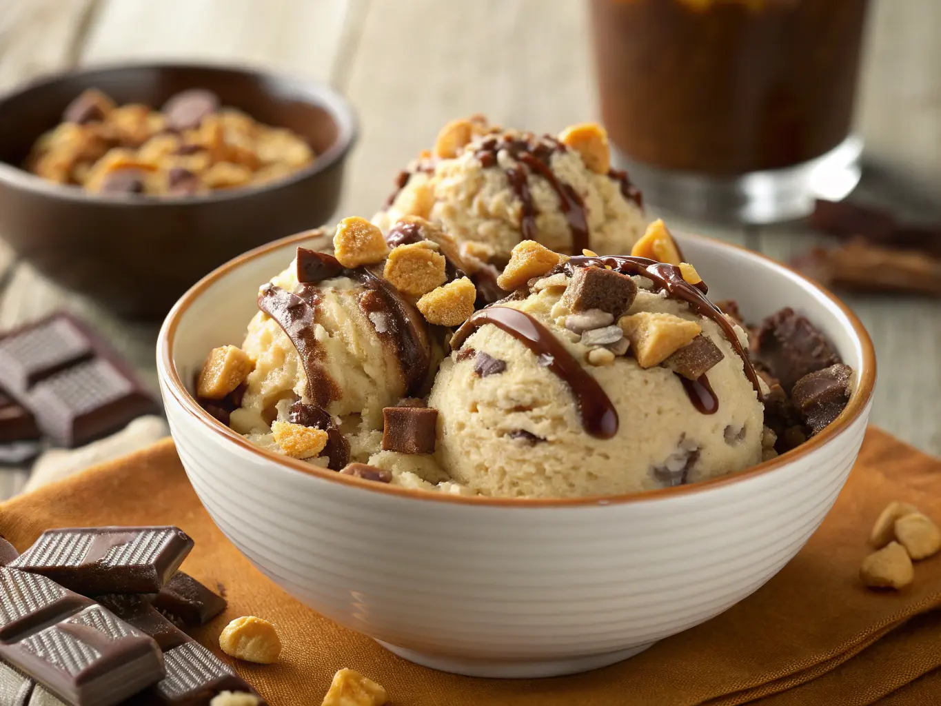 Snickers and Reese's Cookie Dough Ice Cream, Homemade Cookie Dough Snickers & Reese's Ice Cream, Candy Lovers' Cookie Dough Snickers & Reese's Ice Cream