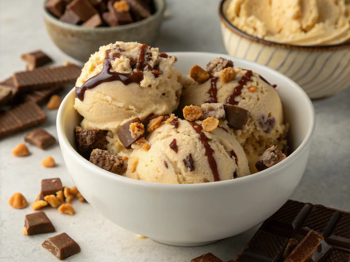 Snickers and Reese's Cookie Dough Ice Cream, Homemade Cookie Dough Snickers & Reese's Ice Cream, Candy Lovers' Cookie Dough Snickers & Reese's Ice Cream