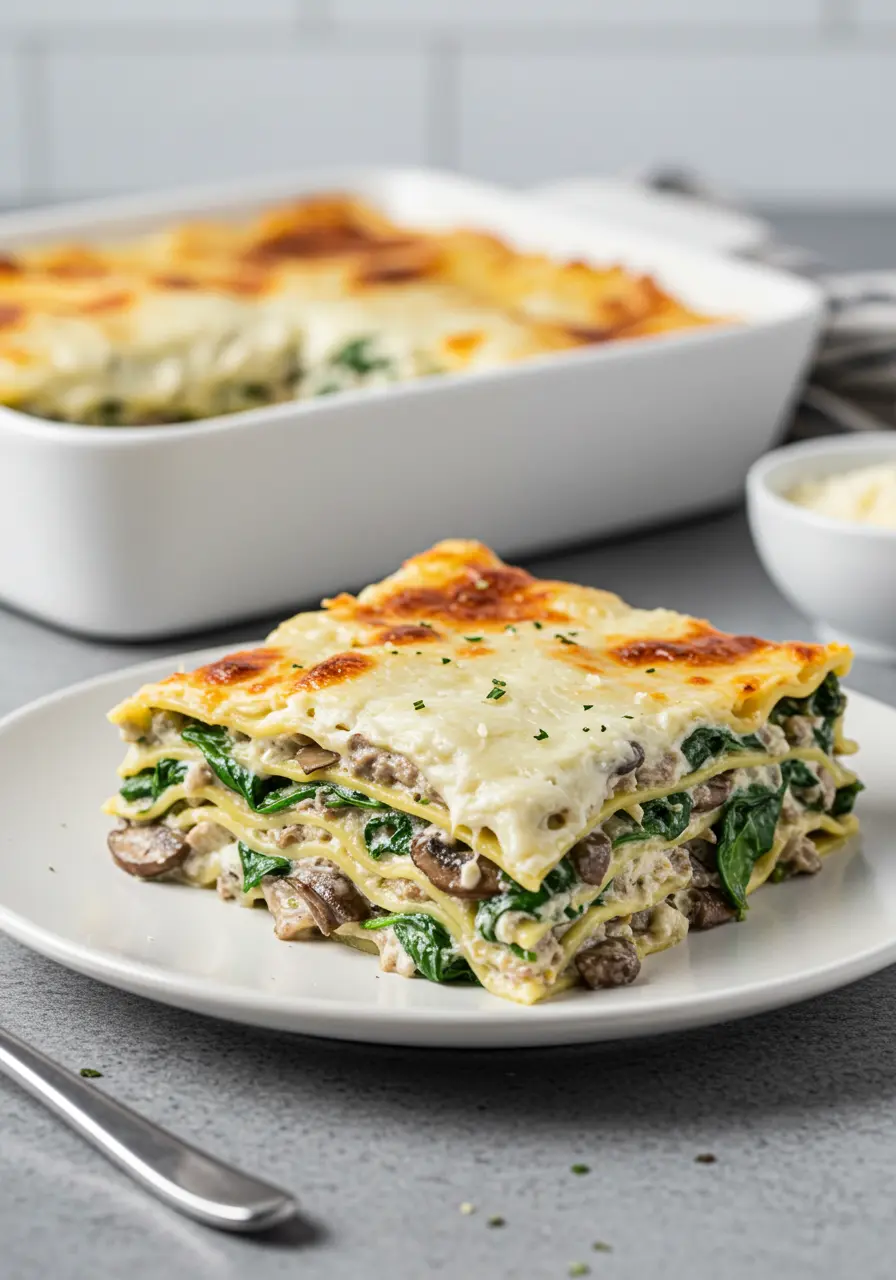 mushroom & spinach lasagne recipe