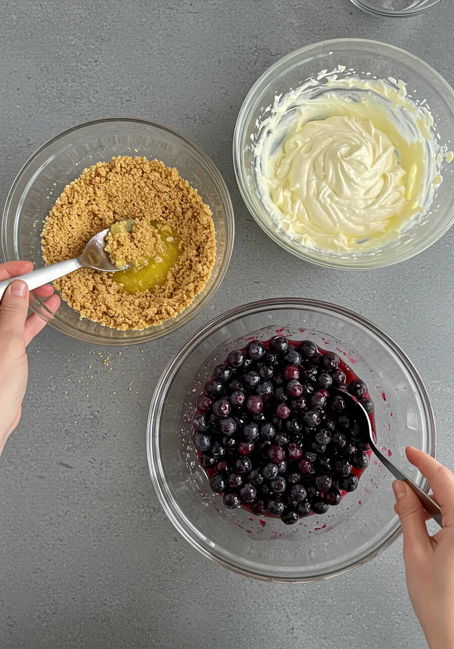 Crumble Cheesecake with Blueberries