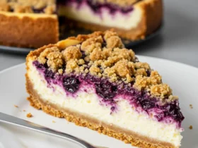 Crumble Cheesecake with Blueberries