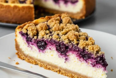 Crumble Cheesecake with Blueberries