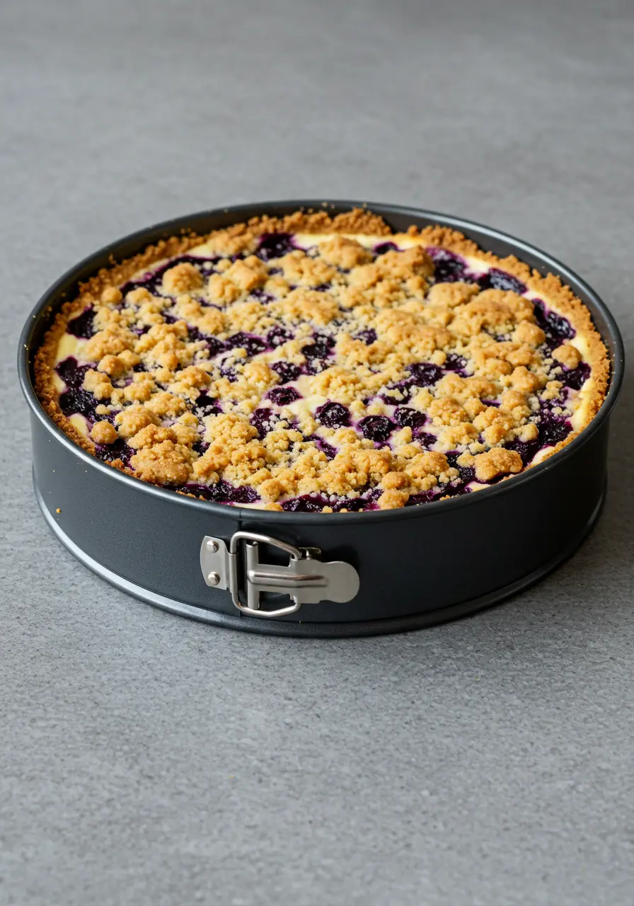 Crumble Cheesecake with Blueberries