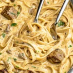 Garlic Butter Steak with Parmesan Alfredo