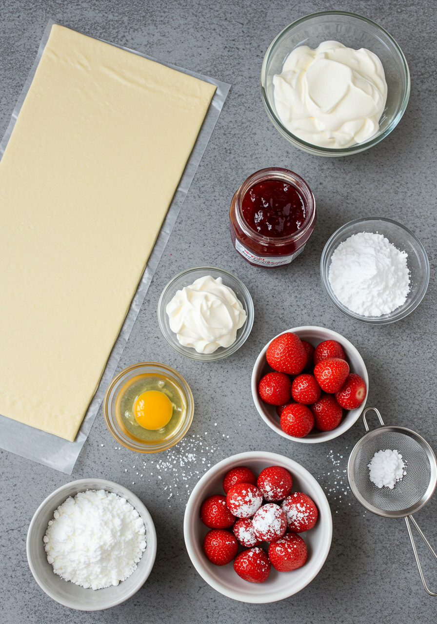 Strawberry Whipped Cream Pastry Puffs
