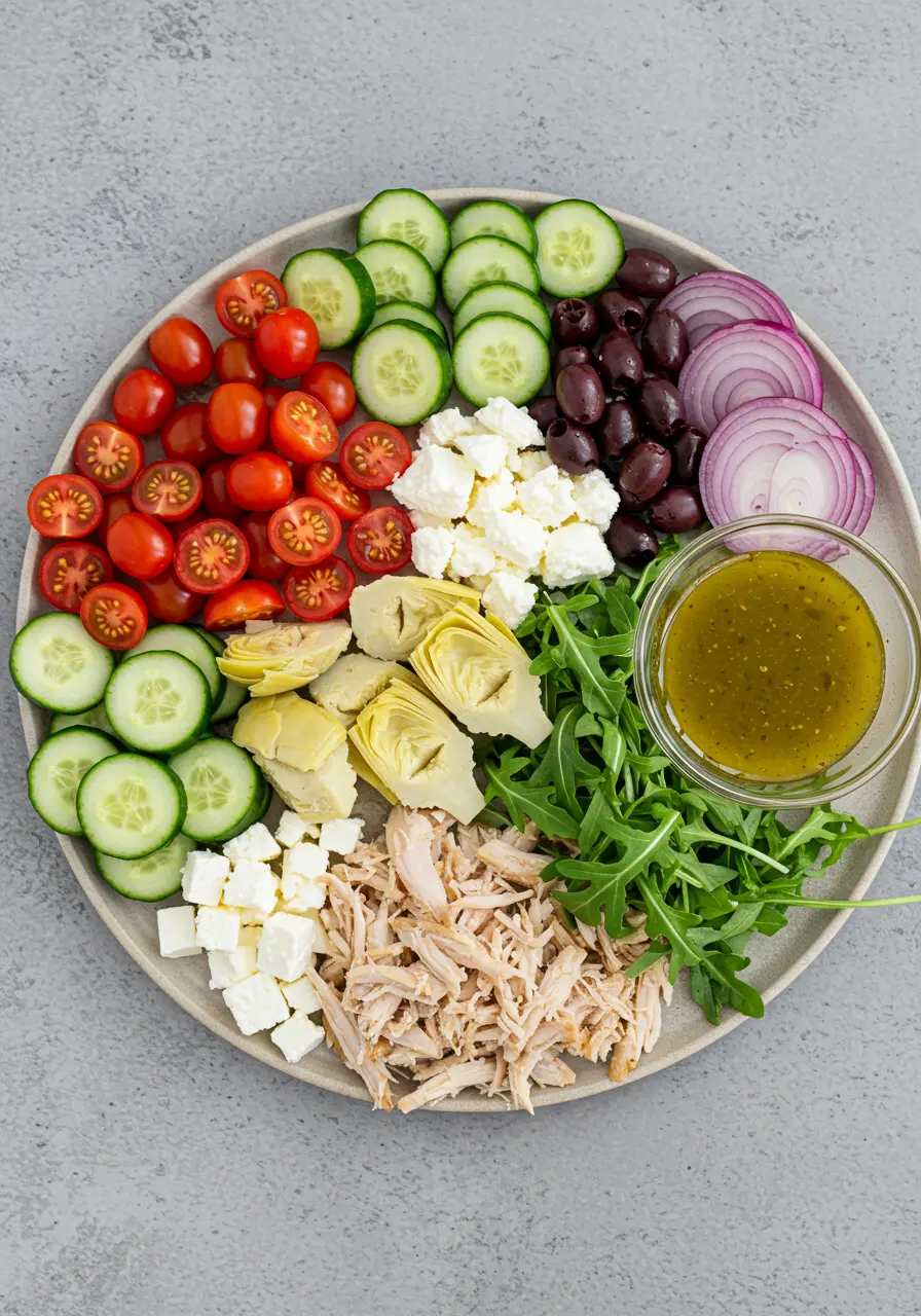 Mediterranean pasta salad with chicken