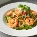 Angel Hair Pasta with Shrimp, Asparagus and Basil