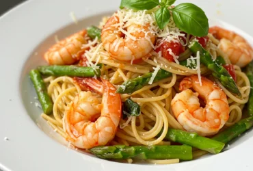 Angel Hair Pasta with Shrimp, Asparagus and Basil