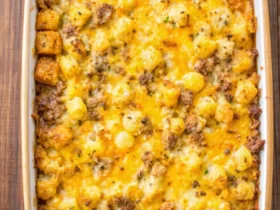 Sausage Cream Cheese Tater Tot Breakfast Casserole Recipe