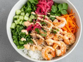 Shrimp Rice Bowls with Spicy Mayo