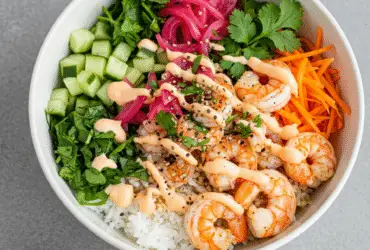 Shrimp Rice Bowls with Spicy Mayo
