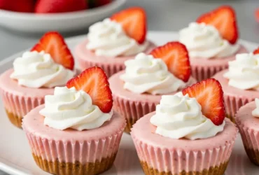 Strawberries and Cream Cheesecakes