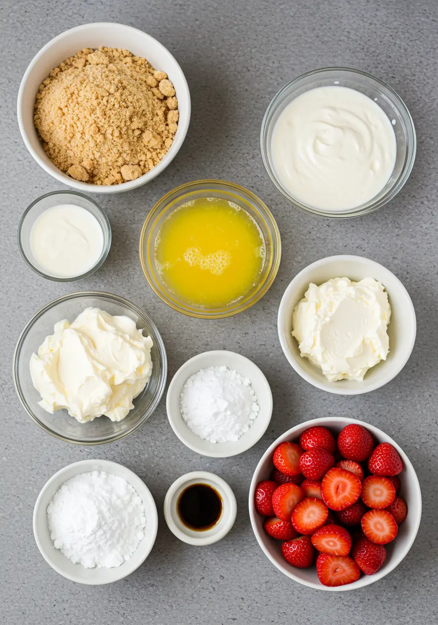 Strawberries and Cream Cheesecakes