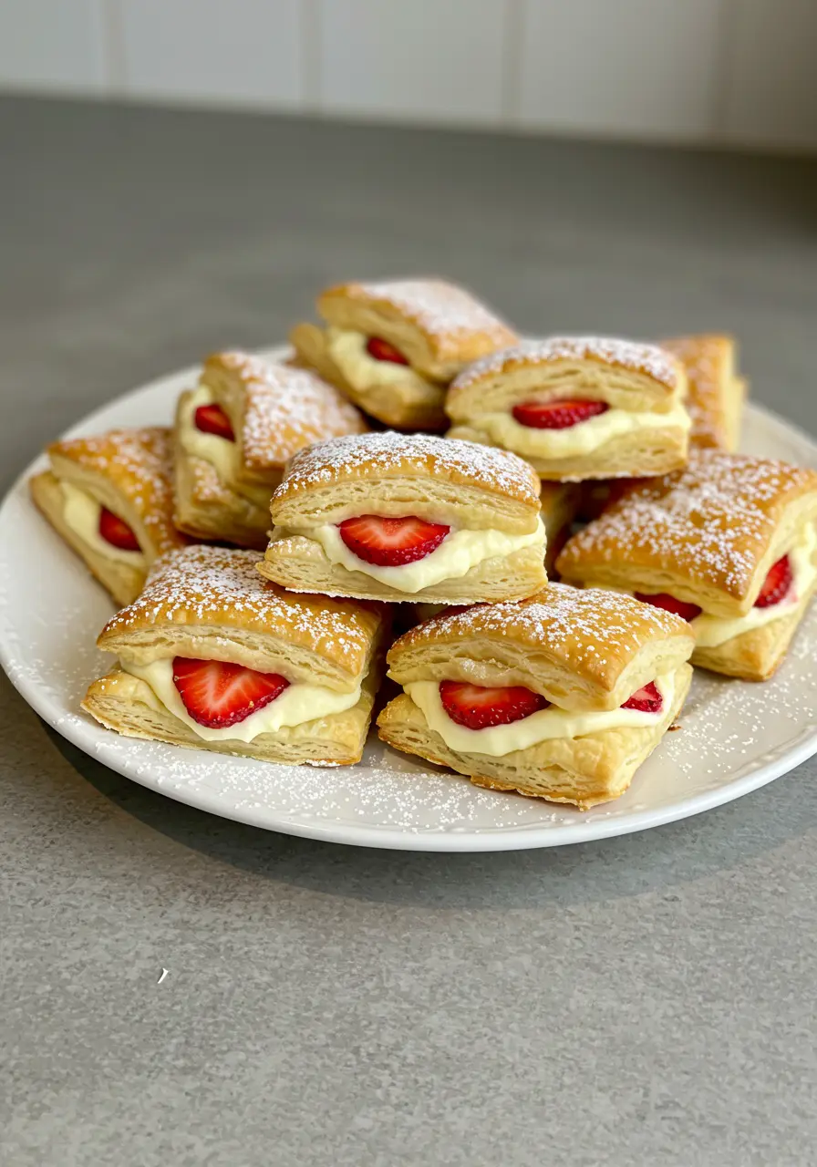 Strawberry Whipped Cream Pastry Puffs