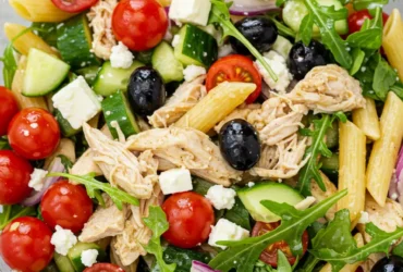 Mediterranean pasta salad with chicken