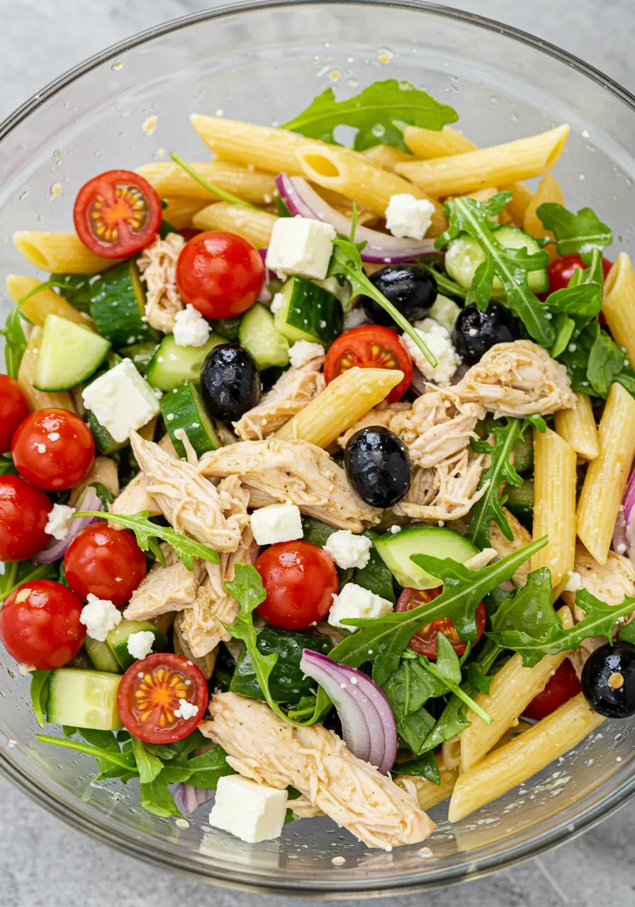 Mediterranean pasta salad with chicken
