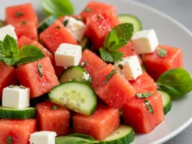 Watermelon Salad with Feta Cucumber and Mint