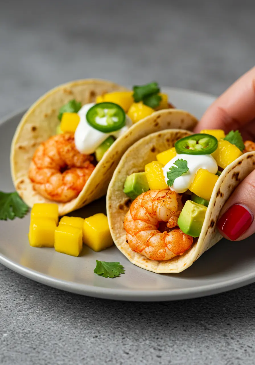 Shrimp Tacos with Avocado-Mango Salsa