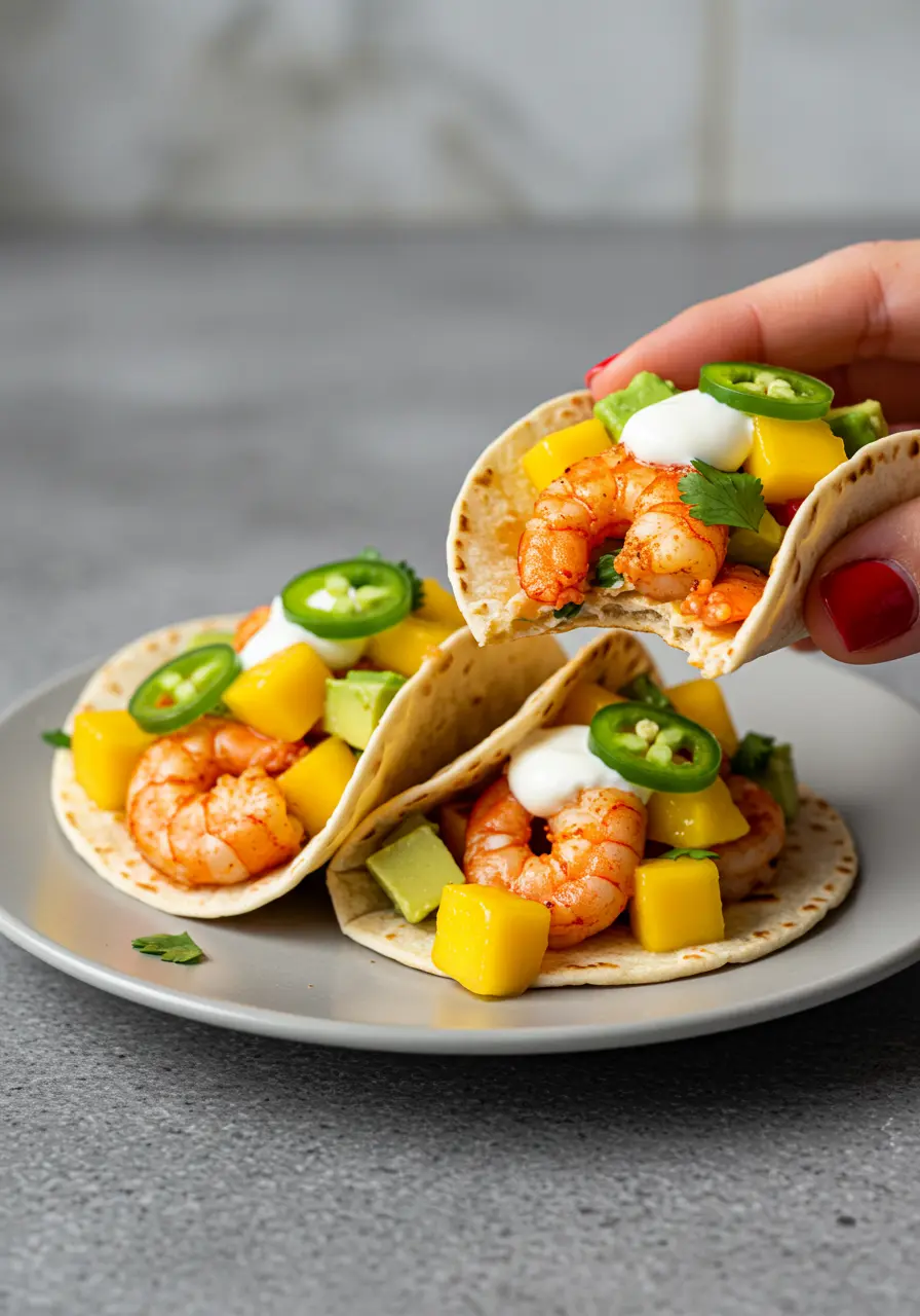 Shrimp Tacos with Avocado-Mango Salsa